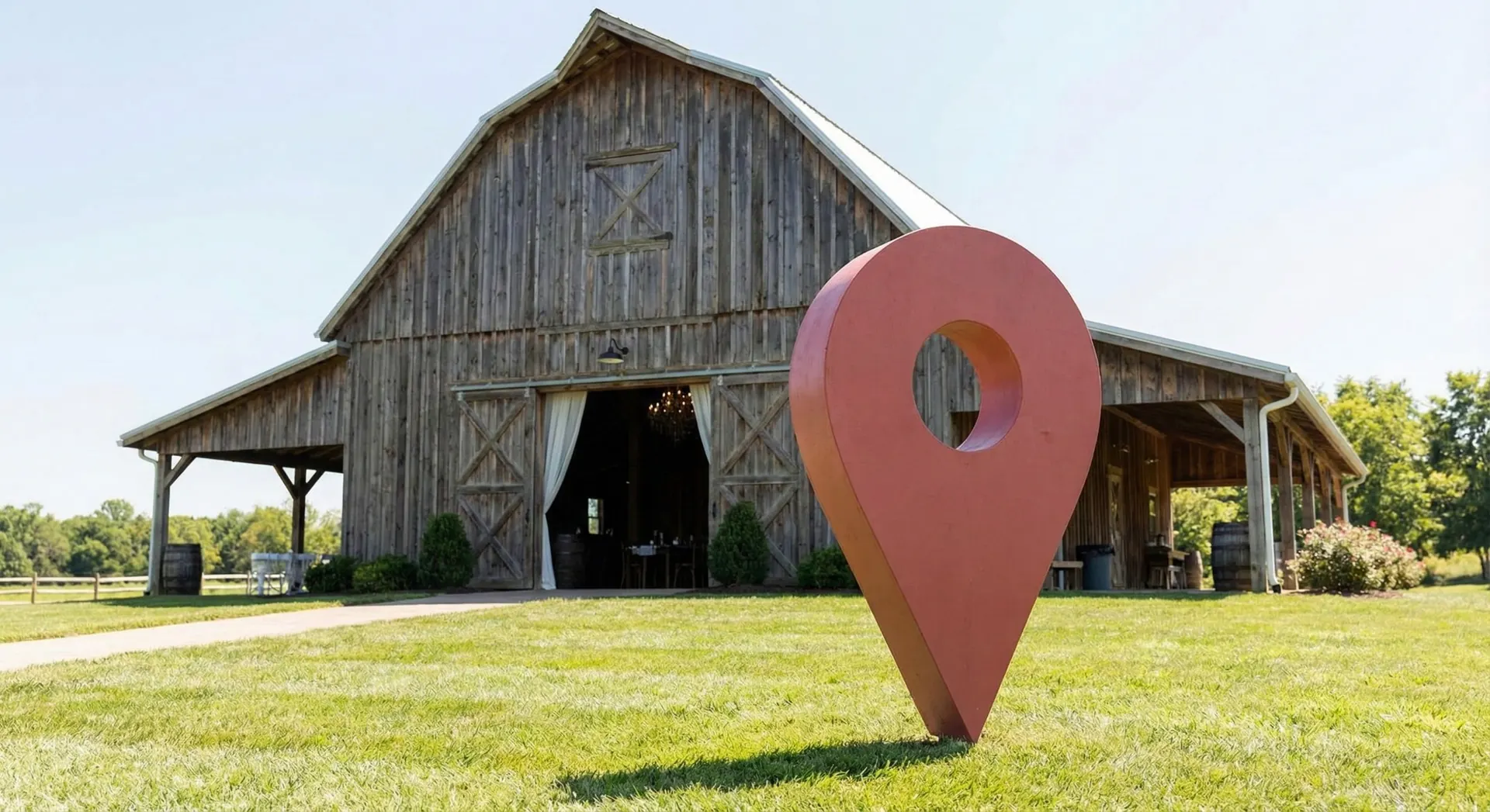 Wedding venue location pin on Google Maps showing local SEO visibility for venue searches